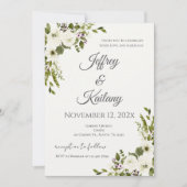 Beige Flowers Wedding Kaart (Voorkant)