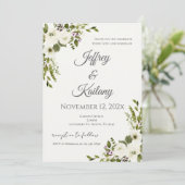 Beige Flowers Wedding Kaart (Staand voorkant)