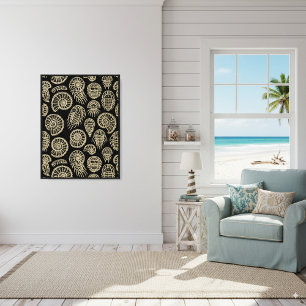 beige fossiel trilobiet-ammonietpatroon canvas afdruk