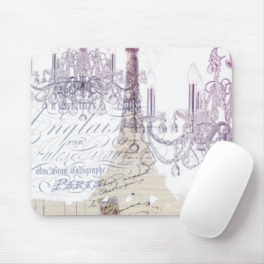 beige franse scriptkroes chandelier paris eiffelto muismat (Met muis)
