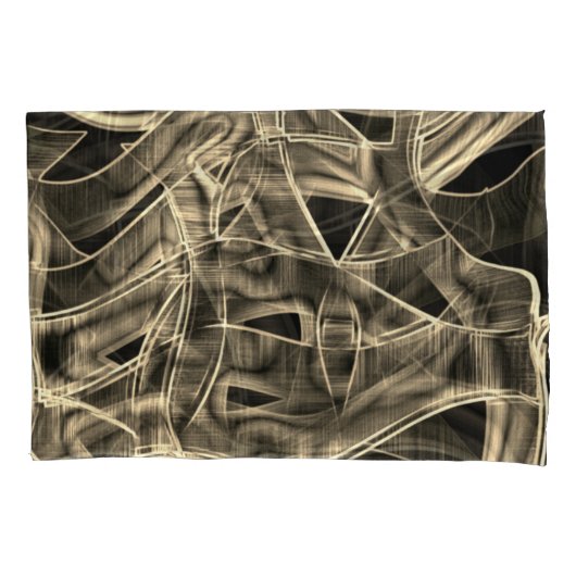 Beige gebogen linten, contrasterend met ingegravee kussensloop (Voorkant-Links)