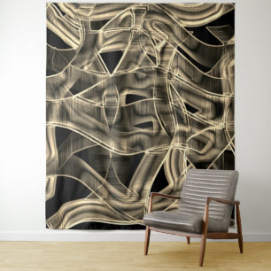 Beige gebogen linten, contrasterend met ingegravee wandkleed