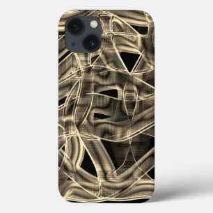 Beige gebogen linten, gecontrastd door ingegraveer iPhone 13 hoesje