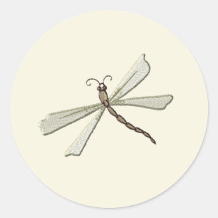 Beige geborduurd als trouwstickers ronde sticker