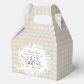 Beige Gekke Goose Floral Gingham Baby shower Bedankdoosjes (Achterkant)