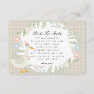 Beige Gekke Goose Gingham Bloemenboeken voor Baby Informatiekaartje