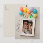 Beige Gelukkige Verjaardag Gepersonaliseerde Polor Briefkaart (Voorkant / Achterkant)