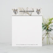 Beige gemarmerd en wolf briefhoofd (Staand voorkant)