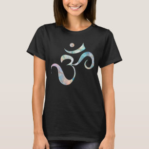 Beige gemarmerde Om T-shirt