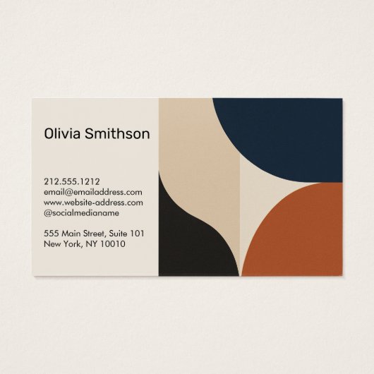 Beige géométrique Abstrait moderne, Marine, Rust D (Dos)