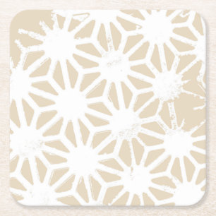 Beige geometrisch patroon vierkante kartonnen onderzetter