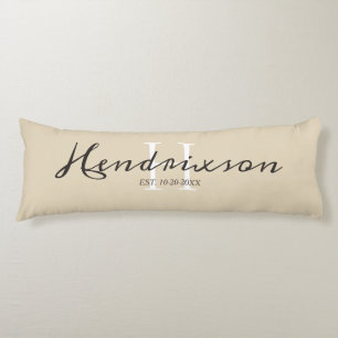 Beige Gepersonaliseerd Monogram Naam Elegant Lichaamskussen