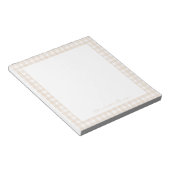Beige Gingham Aangepaste Naam Notitieblok (Schuin)
