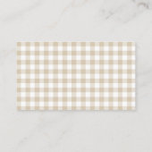 Beige Gingham Baby shower Luier Raffle Informatiekaartje (Achterkant)