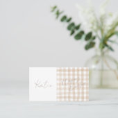 Beige Gingham Check Happy Easter Table Name Plaatskaartje (Staand voorkant)