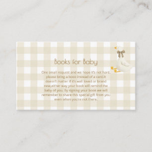 Beige Gingham Little Goose Boeken voor Baby Informatiekaartje