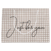 Beige Gingham Print Groot Cadeauzakje (Voorkant)