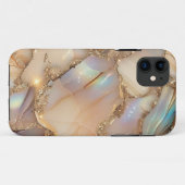 Beige Glitter Alcohol Ink iPhone Case (Achterkant (horizontaal))