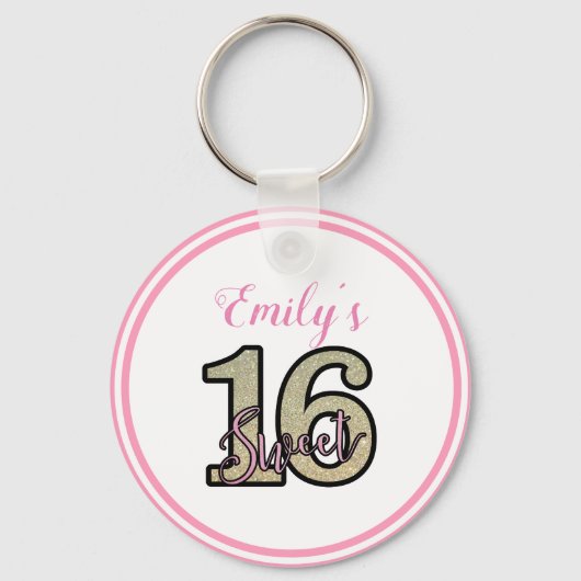 Beige Glitter Numbers Sleutelhanger (Voorkant)