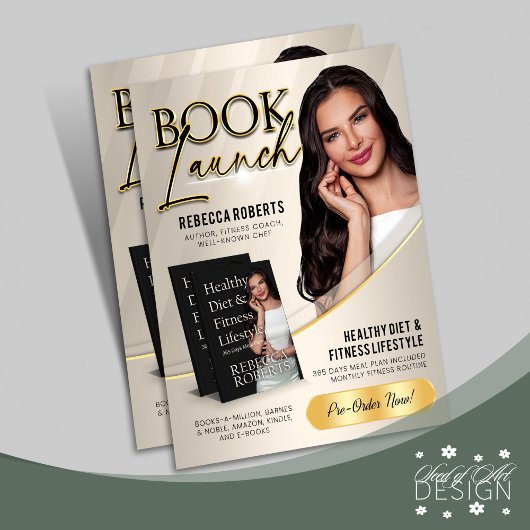 Beige & Gold Book Release Auteur en flyer