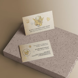 Beige Gold Festive Balloons Party Event Planner Visitekaartje
