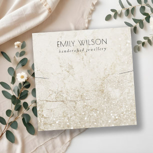 Beige Gold Marble Glitter Ketting Band Sjabloon Vierkante Visitekaartje