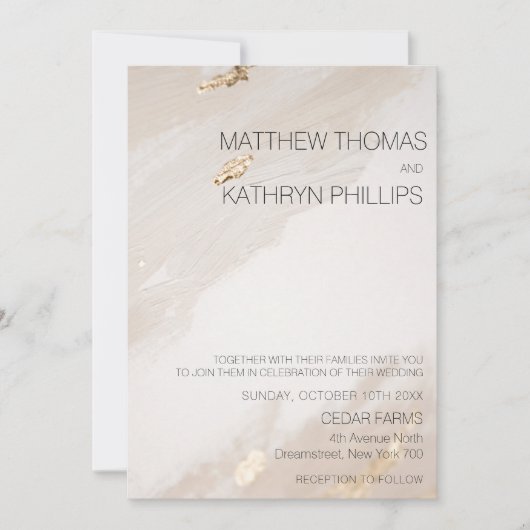 Beige Gold Vintage Wedding Invitation Kaart (Voorkant)