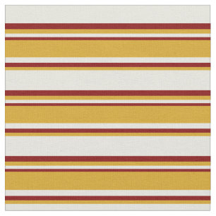 Beige, Goldenrod en maroon gekleurde strepen Stof