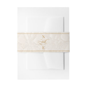 Beige & Goud Calligrafie Bruiloft Uitnodigingen Wikkel