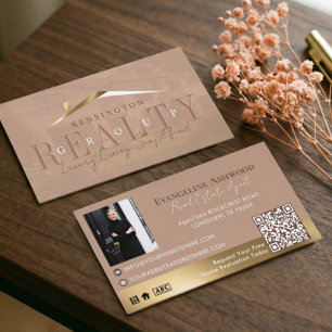 Beige Goud Luxe Woning Vastgoedmakelaar Foto Visitekaartje