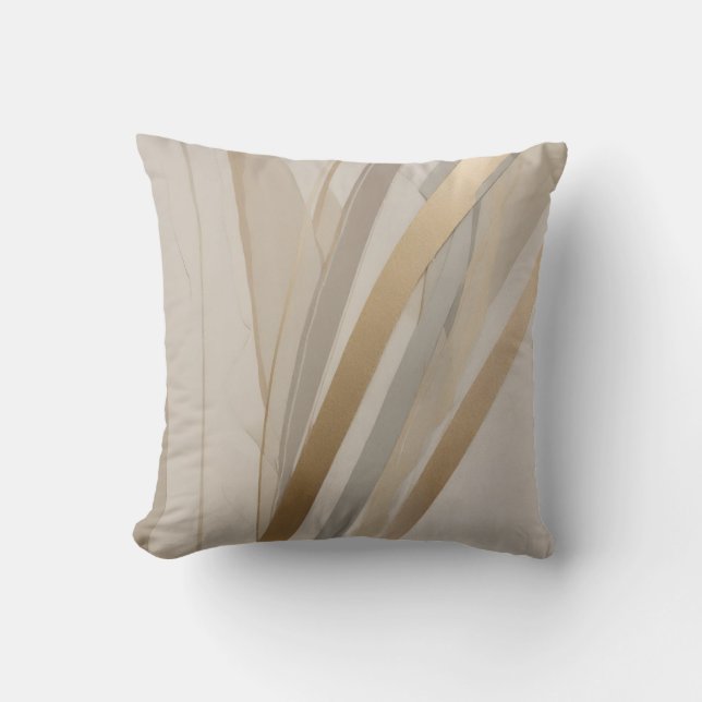 Beige Goud Tan Grijs Abstract Kussen (Voorkant)