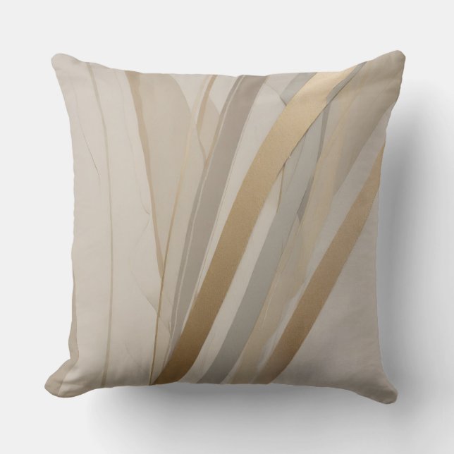 Beige Goud Tan Grijs Abstract Kussen (Voorkant)