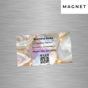 Beige gouden agaat holografische QR-code Magnetisch Visitekaartje