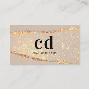 Beige gouden agaat marmeren monogram initialen visitekaartje
