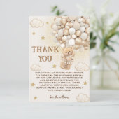 Beige gouden Beer heteluchtballon Bedankkaart (Staand voorkant)