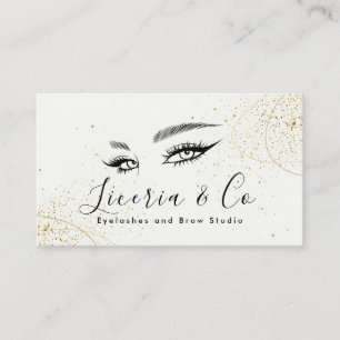 Beige Gouden Esthetische Lash en Brow Studio Busin Visitekaartje