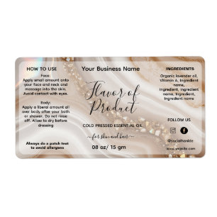 Beige Gouden Etherische Olie Fleslabel Etiket