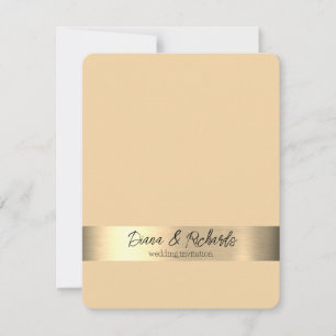 Beige gouden folie rustieke faux bruiloft uitnodig RSVP kaartje
