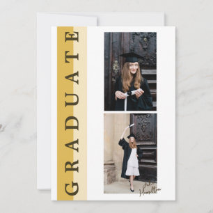 Beige Gouden Lineaire Afstudeer Uitnodigingskaart Kaart