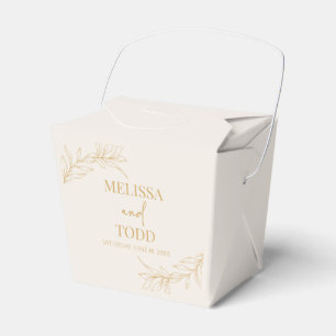 Beige gouden minimalistische tak blad bruiloft bedankdoosjes