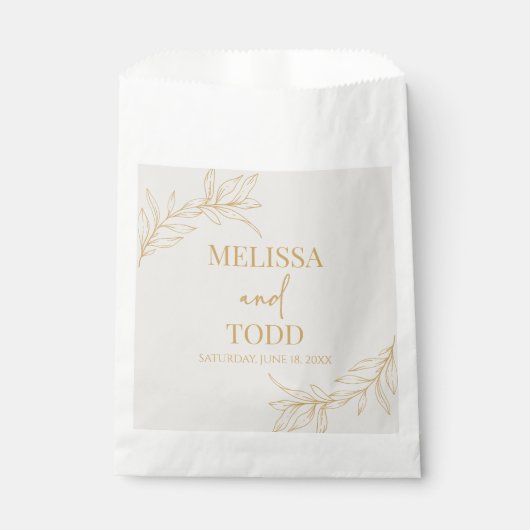 Beige gouden minimalistische tak blad bruiloft bedankzakje (Voorkant)