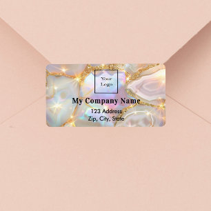 Beige gouden opaal zakelijk logo retouradres etiket