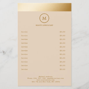 Beige Gouden Streep Monogram Cirkel Flyer