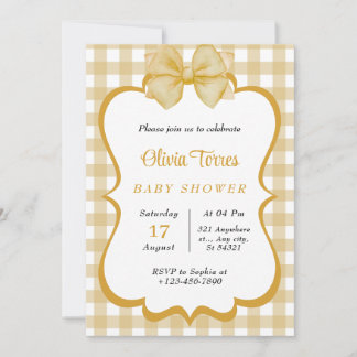 beige, gouden witte Waterverf Baby shower Kaart