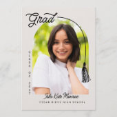 Beige Grad Announcement and Invitation with Photo (Devant)