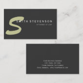 Beige Gray Monogram Attorney Visitekaartje (Voorkant / Achterkant)