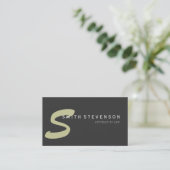 Beige Gray Monogram Attorney Visitekaartje (Staand voorkant)