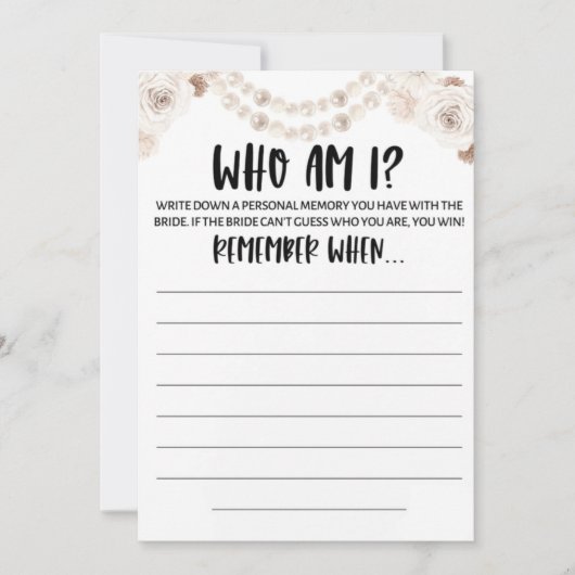 Beige Gray White Floral Pearl Vrijgezellenfeest Ga Kaart (Voorkant)