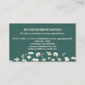 Beige Green Daisy Flowers Visitekaartje (Achterkant)