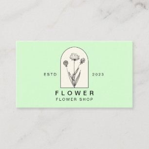 Beige Green Girly Dandelion Flower Florist Floral Visitekaartje